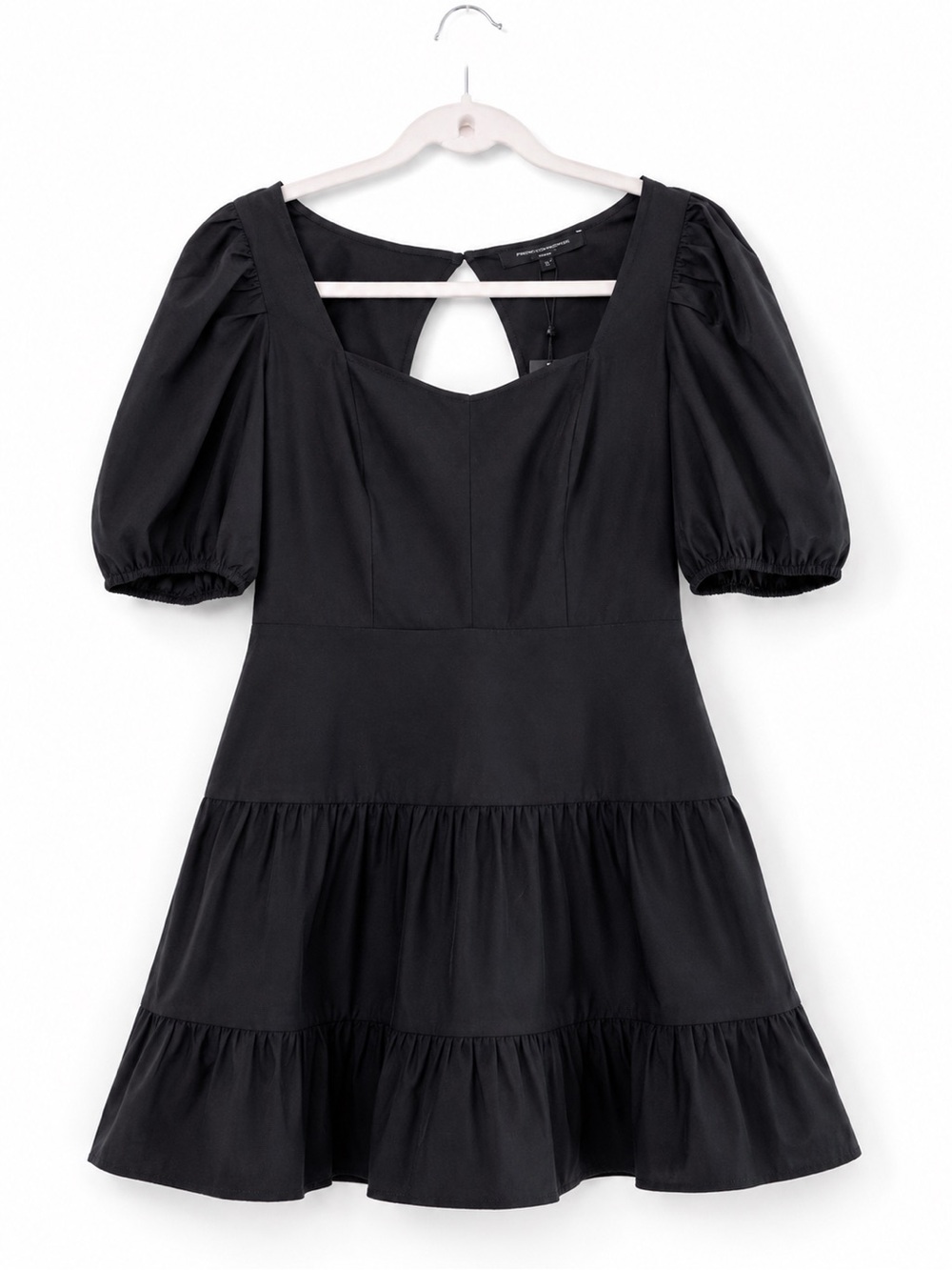 French Connection Cotton Sweetheart Black Puff Sleeve  Dress NWT Size 6